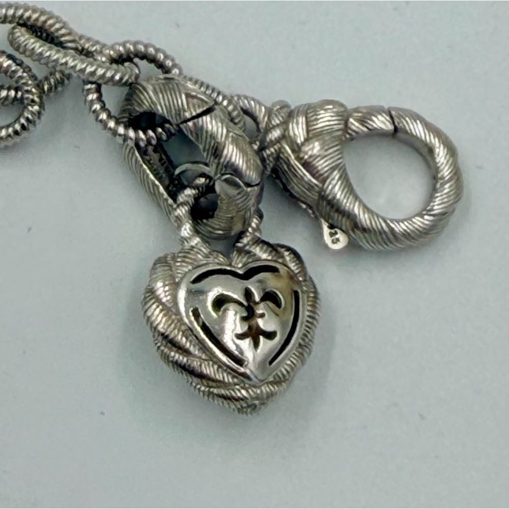 Judith Ripka Sterling Silver Bracelet w/ Diamonique Heart Charm NIB - Picture 6 of 8